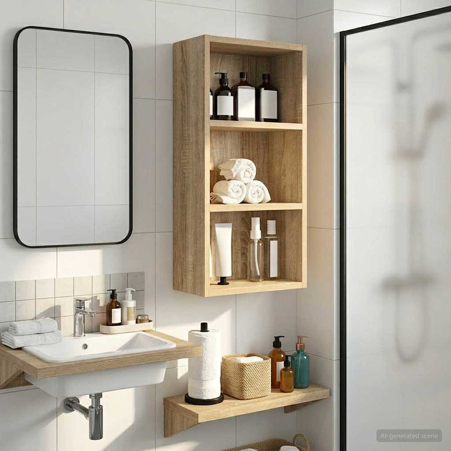 Badkamer wandkast met plank Sonoma Eiken 30 x 16 x 62,5 cm