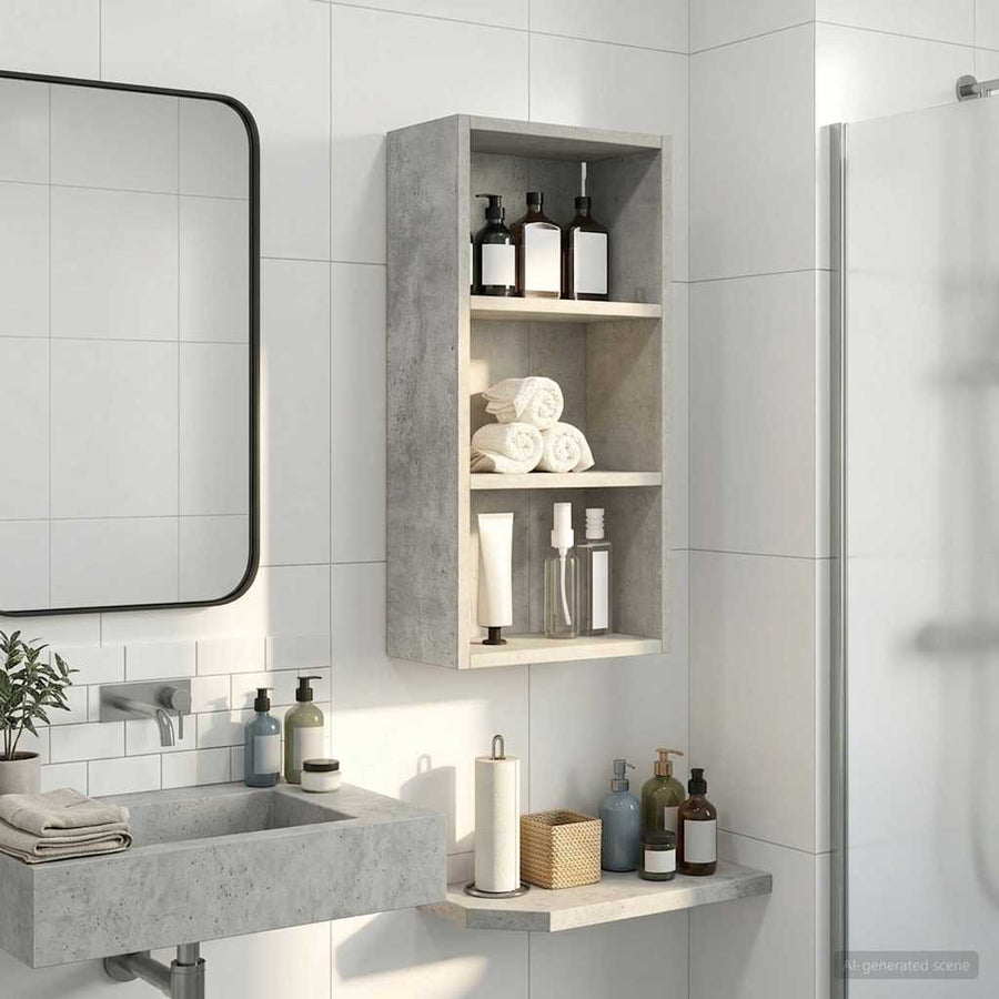 Badkamer wandkast met plank Beton Grijs 30 x 16 x 62,5 cm
