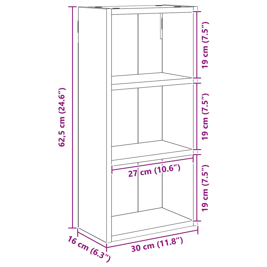Badkamer wandkast met plank Beton Grijs 30 x 16 x 62,5 cm