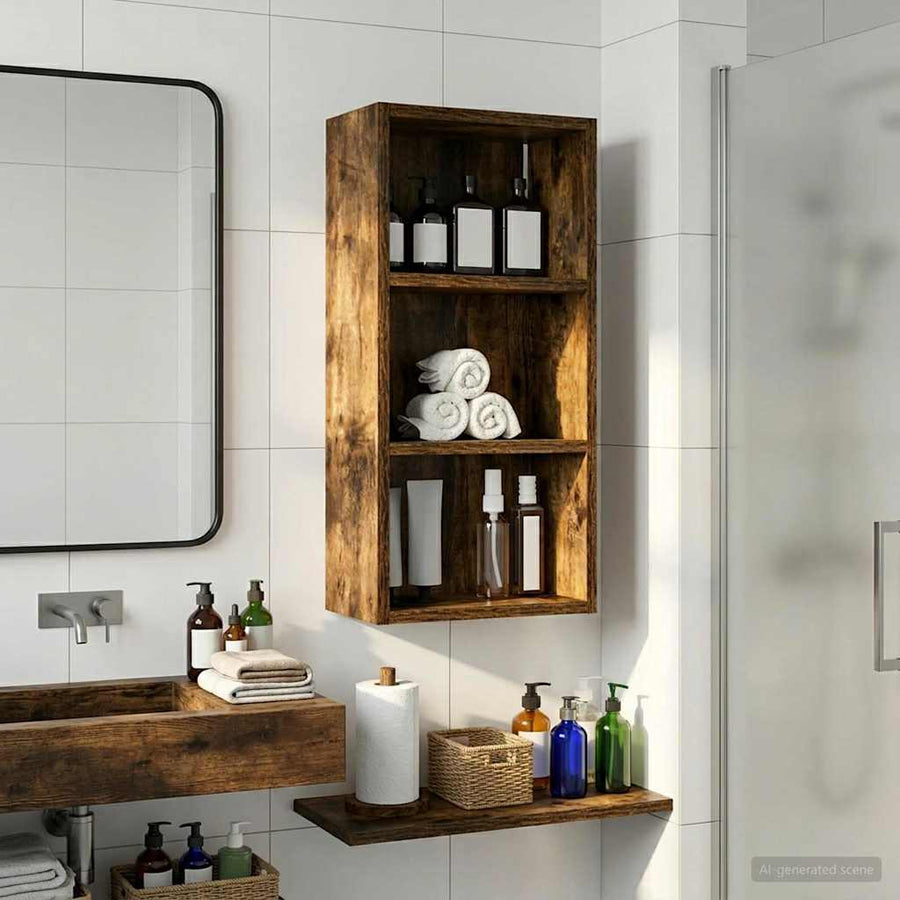 Badkamer wandkast met plank Gerookte Eik 30 x 16 x 62,5 cm