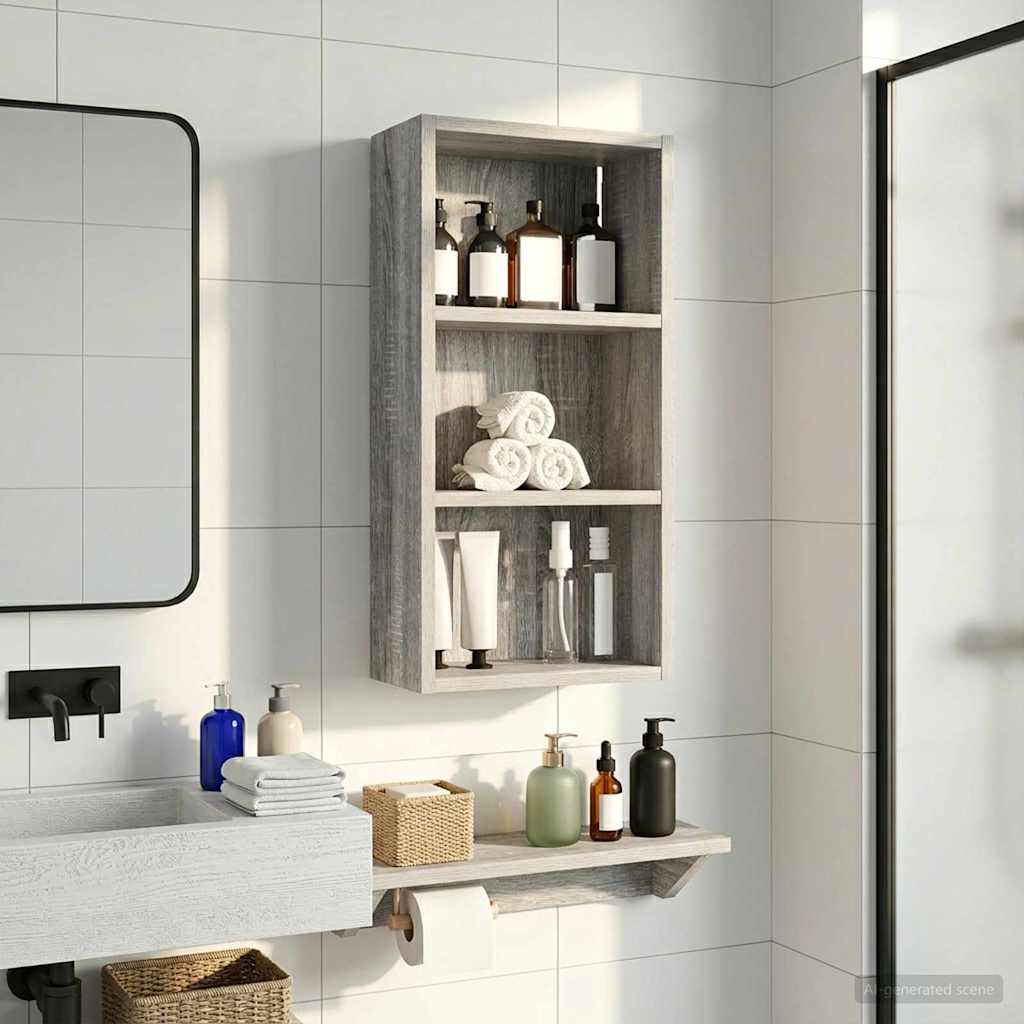 Badkamer wandkast met plank Grijze Sonoma 30 x 16 x 62,5 cm