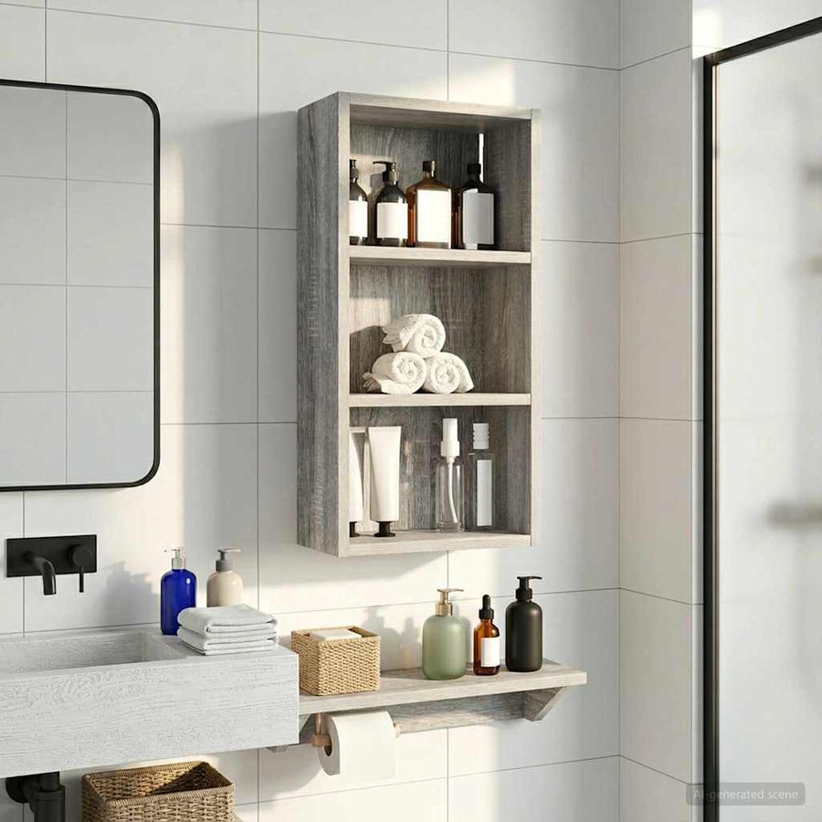 Badkamer wandkast met plank Grijze Sonoma 30 x 16 x 62,5 cm