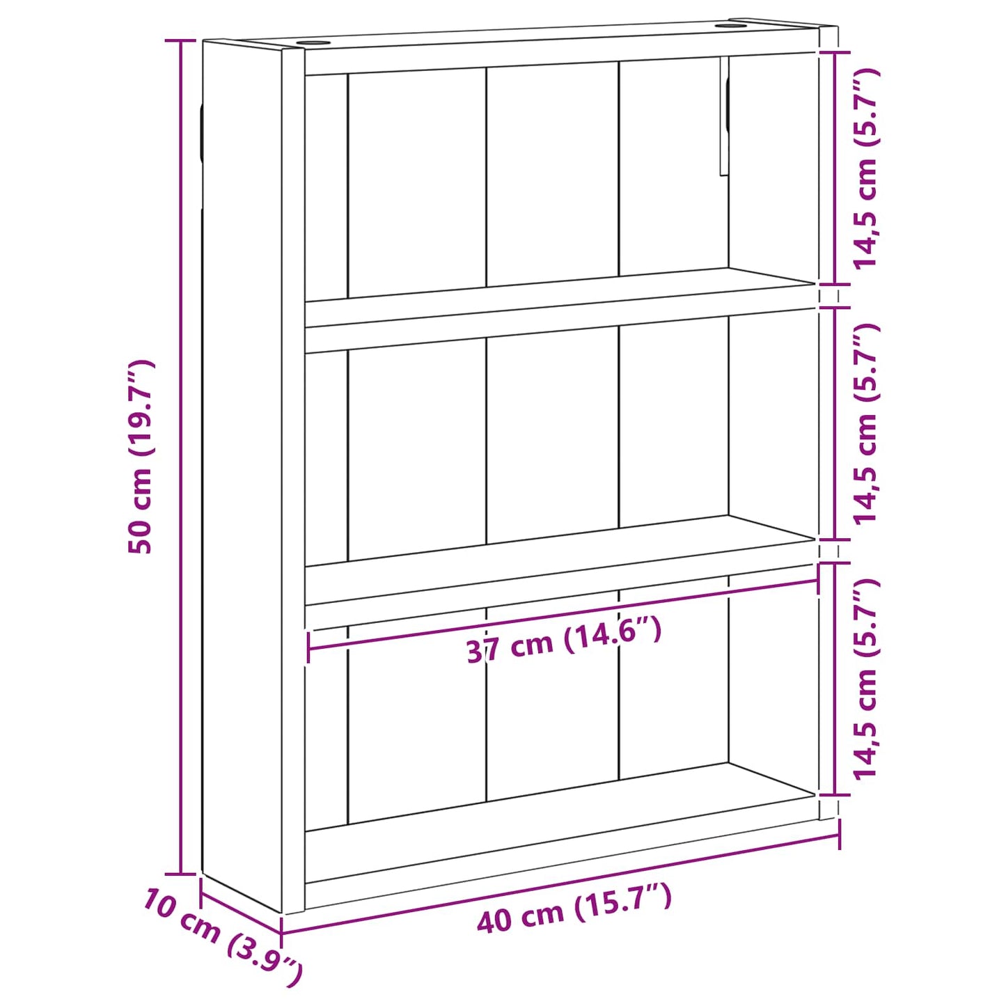 Badkamer wandkast Zwarte Eik 40 x 10 x 50 cm Geconstrueerd hout