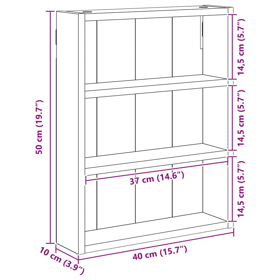 Badkamer wandkast Zwarte Eik 40 x 10 x 50 cm Geconstrueerd hout