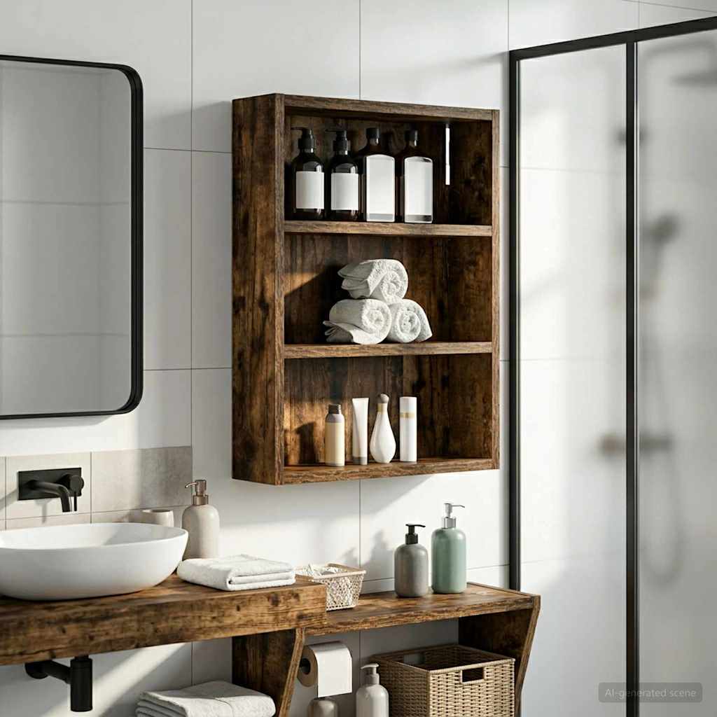Badkamer wandkast met plank Gerookte Eik 40 x 10 x 50 cm