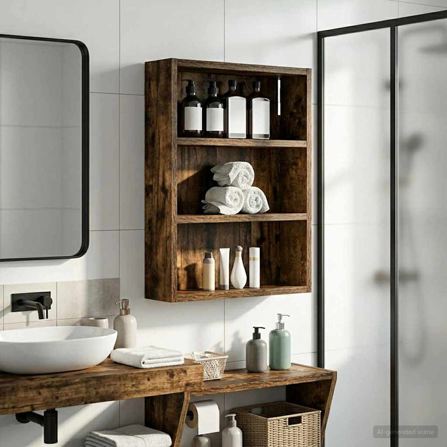 Badkamer wandkast met plank Gerookte Eik 40 x 10 x 50 cm