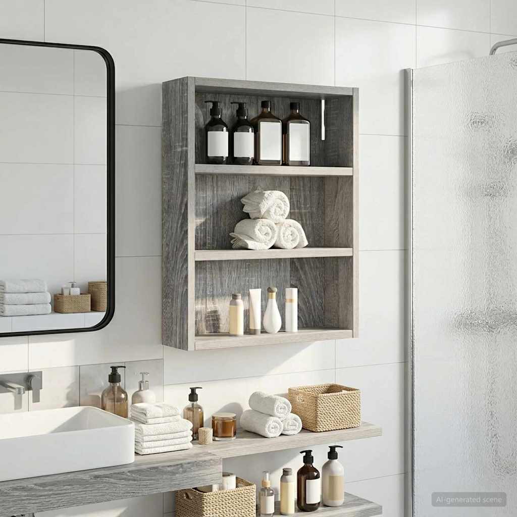 Badkamer wandkast met plank Grijze Sonoma 40 x 10 x 50 cm