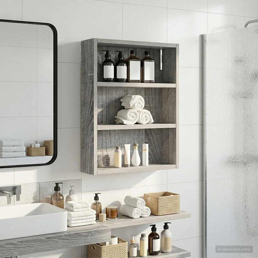 Badkamer wandkast met plank Grijze Sonoma 40 x 10 x 50 cm