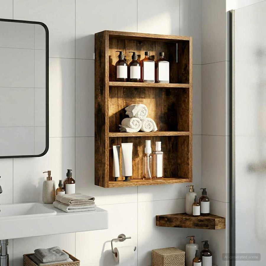 Badkamer wandkast met plank Gerookte Eik 40 x 10 x 60,5 cm