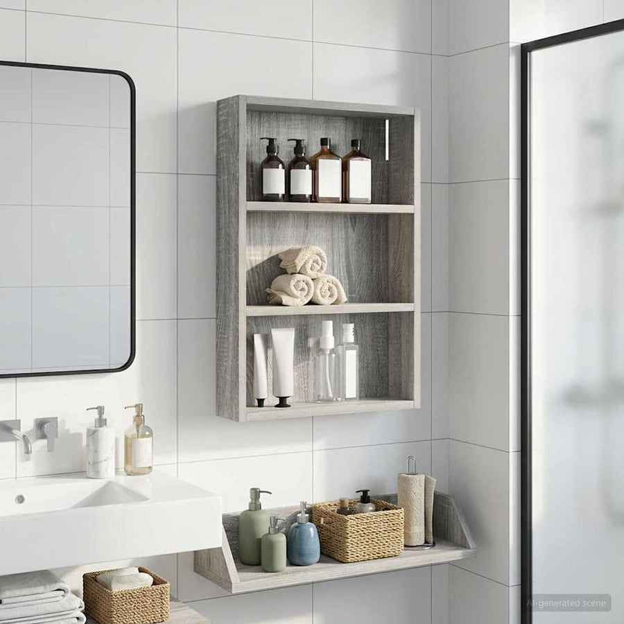 Badkamer wandkast met plank Grijze Sonoma 40 x 10 x 60,5 cm