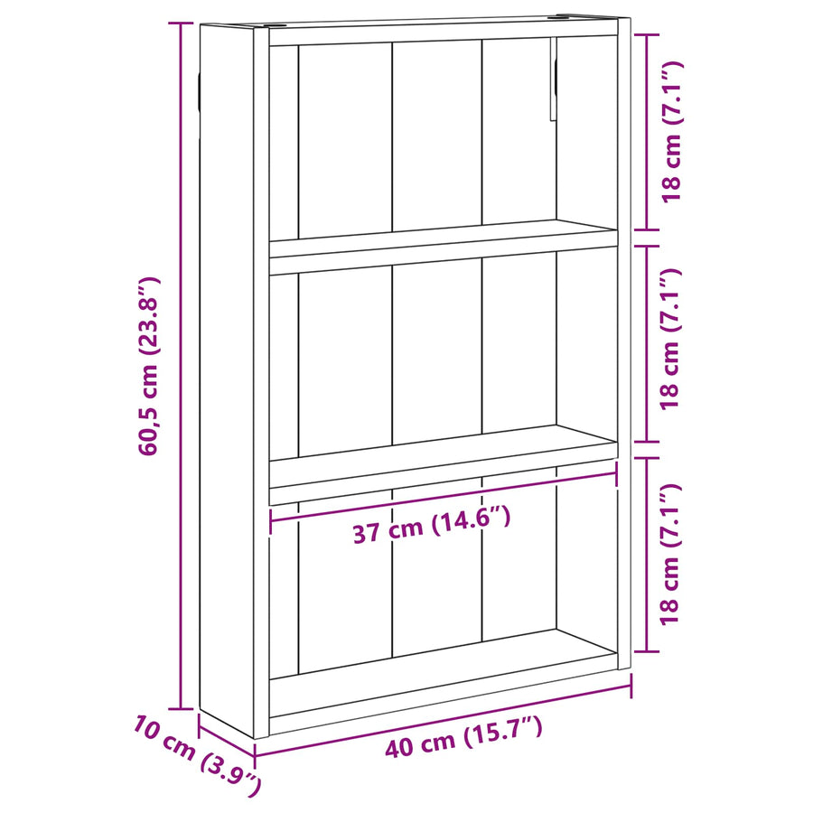 Badkamer wandkast met plank Grijze Sonoma 40 x 10 x 60,5 cm