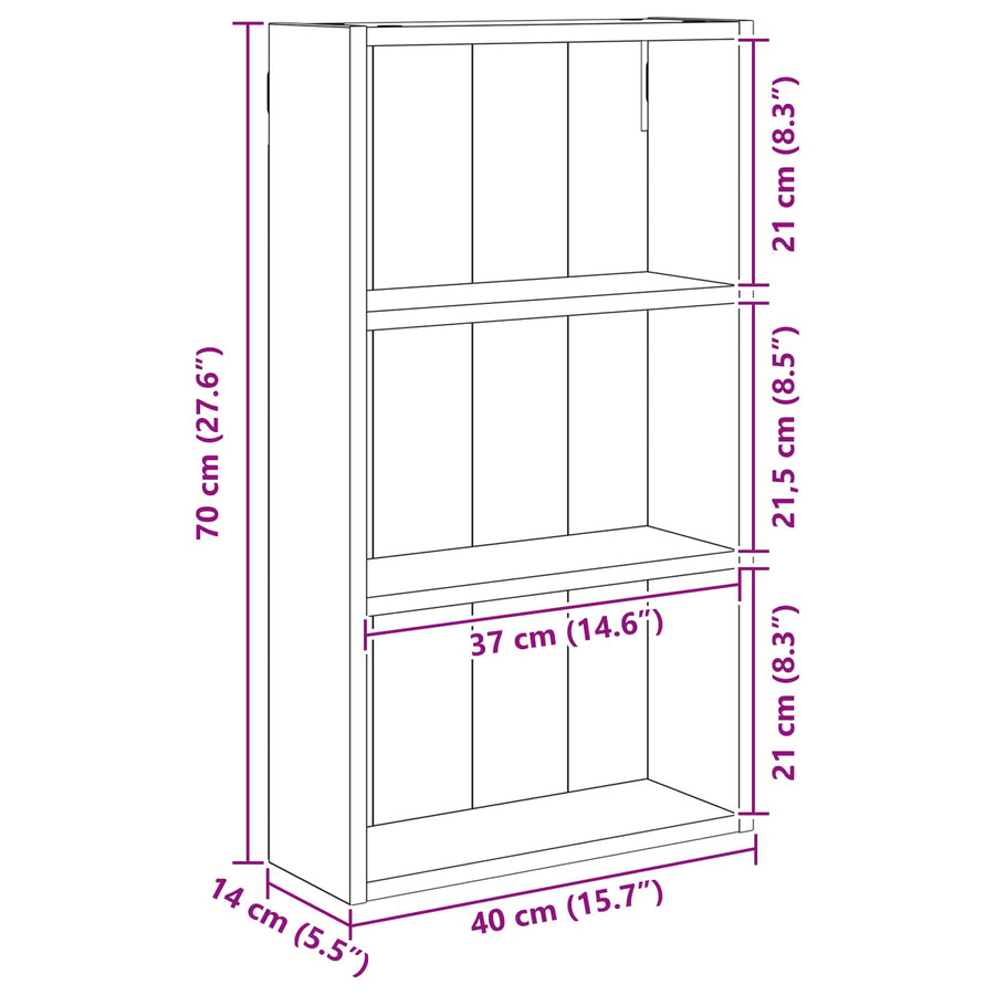 Badkamer wandkast met plank Grijze Sonoma 40 x 14 x 70 cm