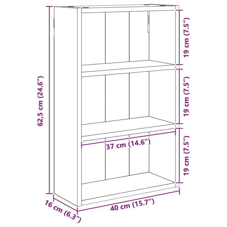 Badkamer wandkast met plank Gerookte Eik 40 x 16 x 62,5 cm