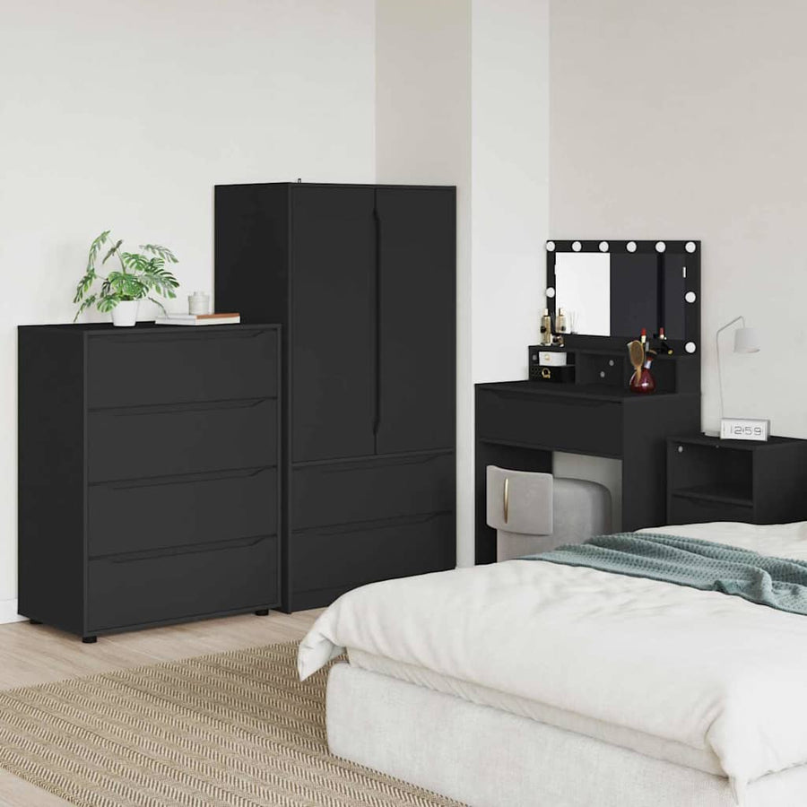 Opslagkasten 2 pcs Zwart 80 x 48 x 105 cm Bewerkt hout