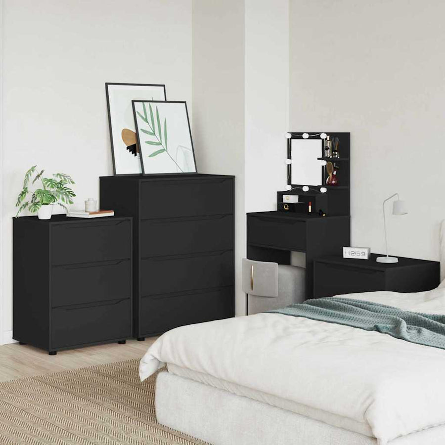 Opslagkasten 2 pcs Zwart 80 x 48 x 105 cm Bewerkt hout