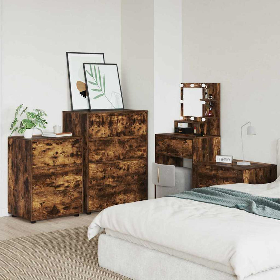 Opslagkasten 2 pcs Gerookt eiken 80 x 48 x 105 cm Bewerkt hout