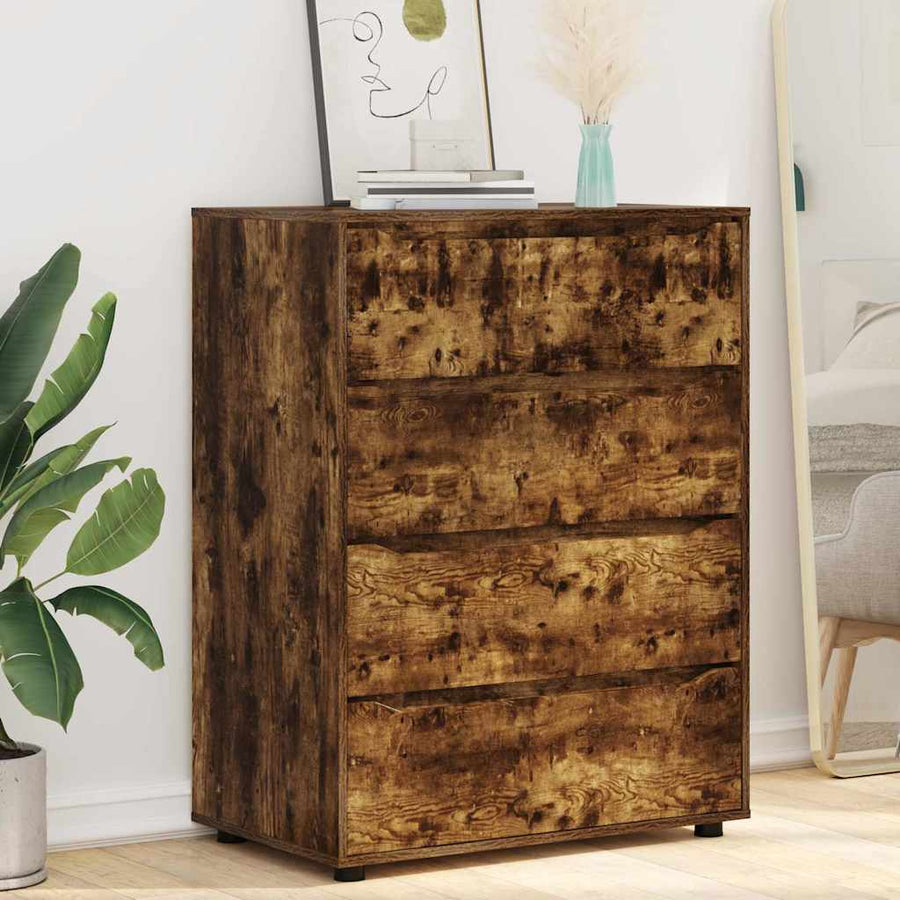 Opslagkasten 2 pcs Gerookt eiken 80 x 48 x 105 cm Bewerkt hout