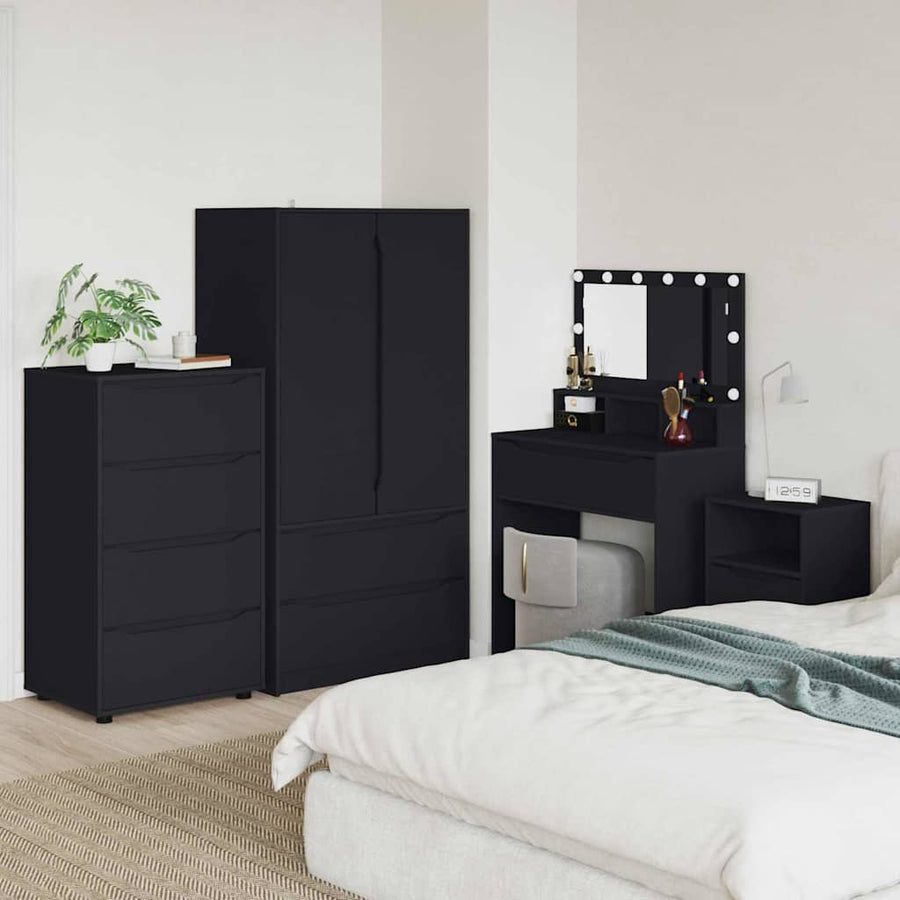 Opslagkasten 2 pcs Zwart 60 x 48 x 105 cm Bewerkt hout