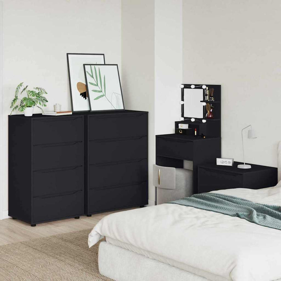 Opslagkasten 2 pcs Zwart 60 x 48 x 105 cm Bewerkt hout