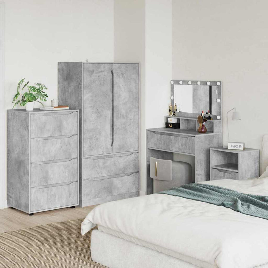 Opslagkasten 2 pcs Beton Grijs 60 x 48 x 105 cm Bewerkt hout