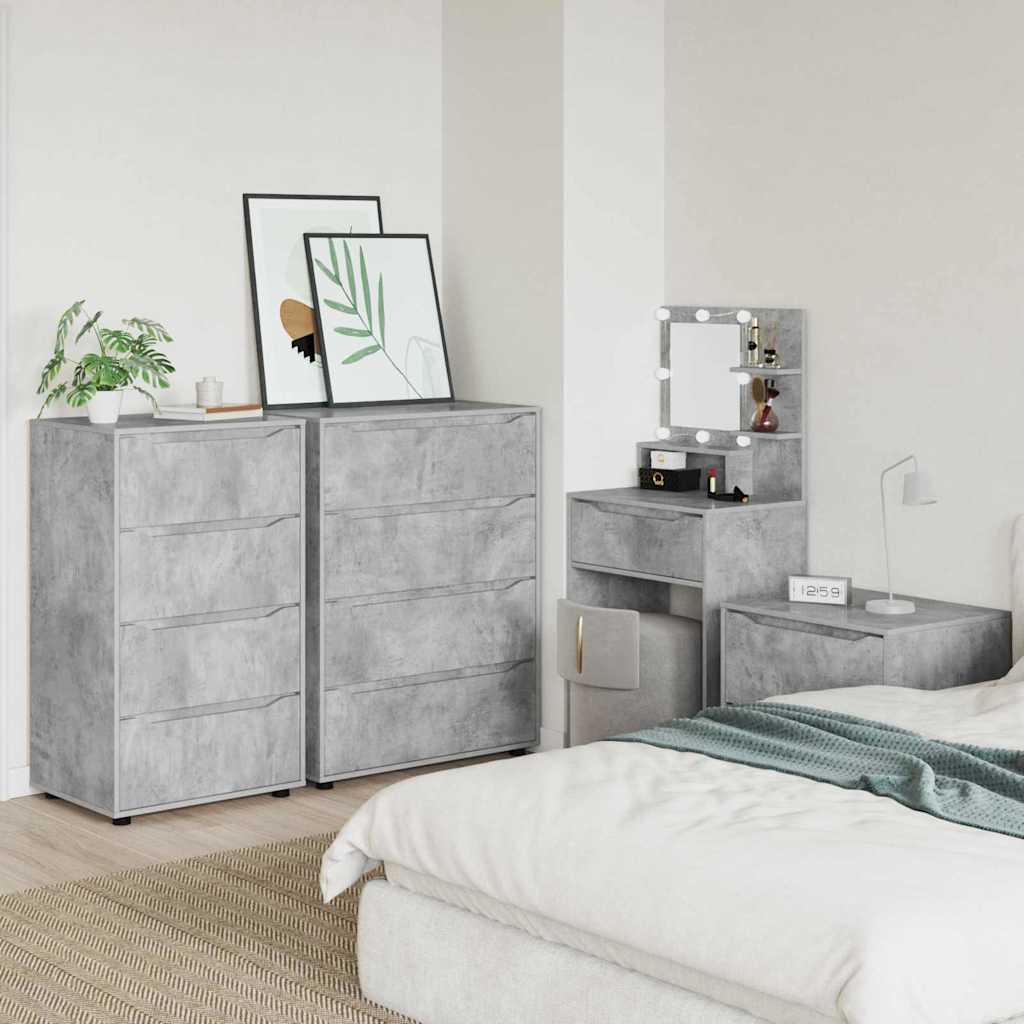 Opslagkasten 2 pcs Beton Grijs 60 x 48 x 105 cm Bewerkt hout