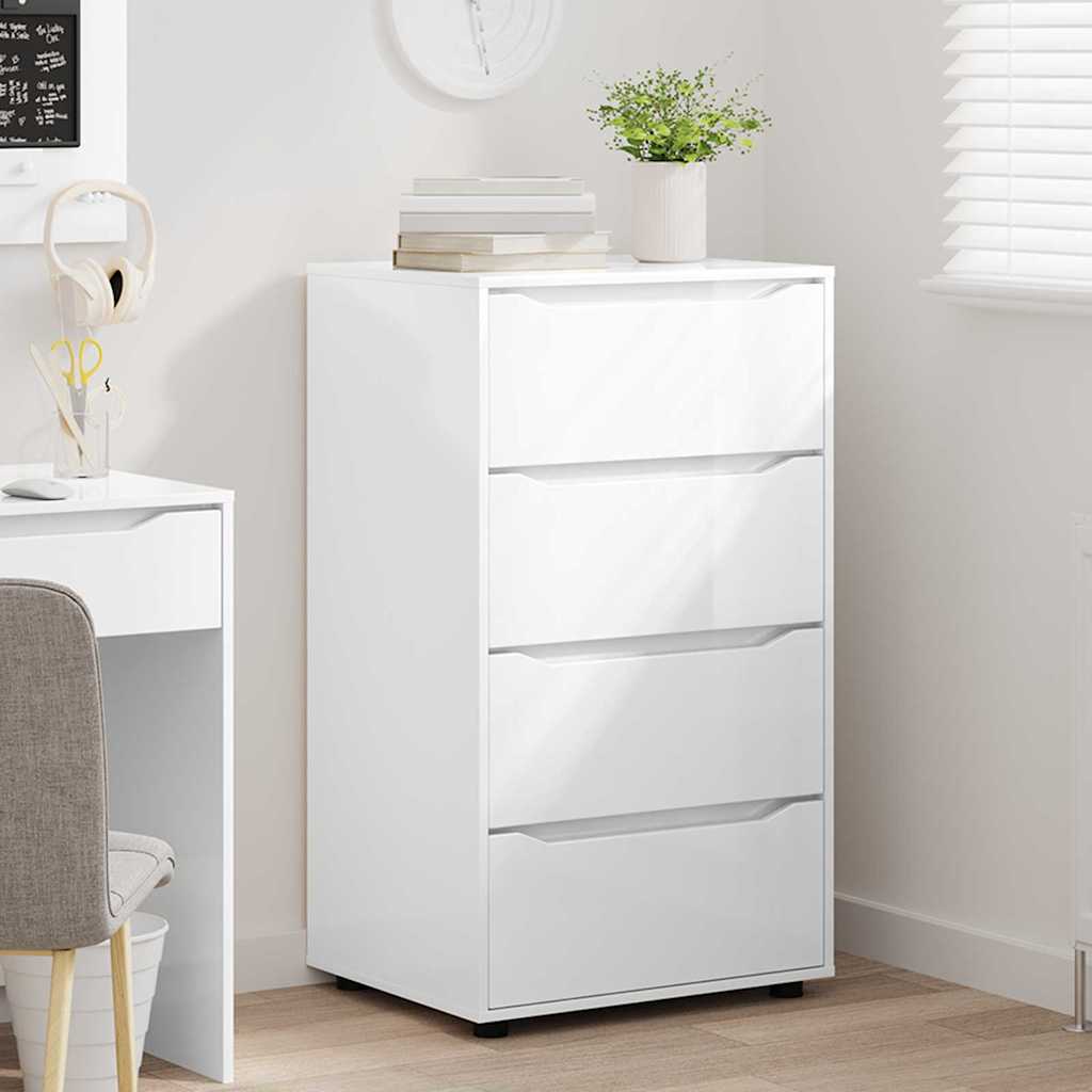 Opslagkasten 2 pcs Hoogglans wit 60 x 48 x 105 cm Bewerkt hout