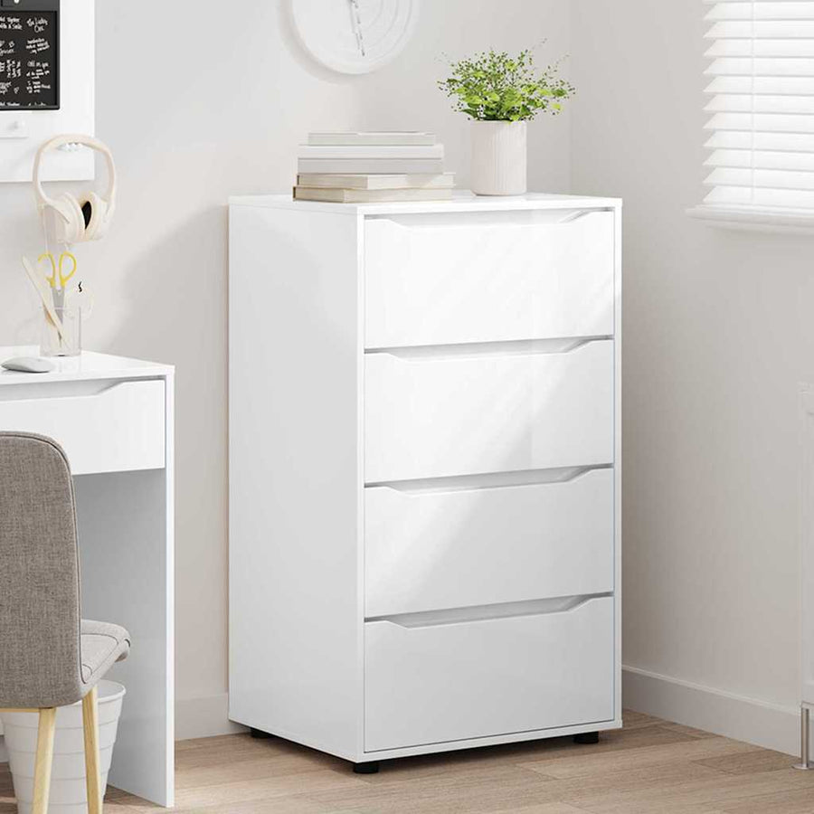 Opslagkasten 2 pcs Hoogglans wit 60 x 48 x 105 cm Bewerkt hout