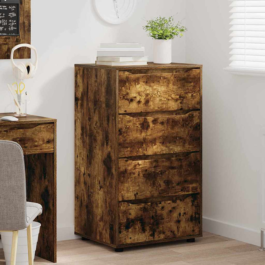 Opslagkasten 2 pcs Gerookt eiken 60 x 48 x 105 cm Bewerkt hout