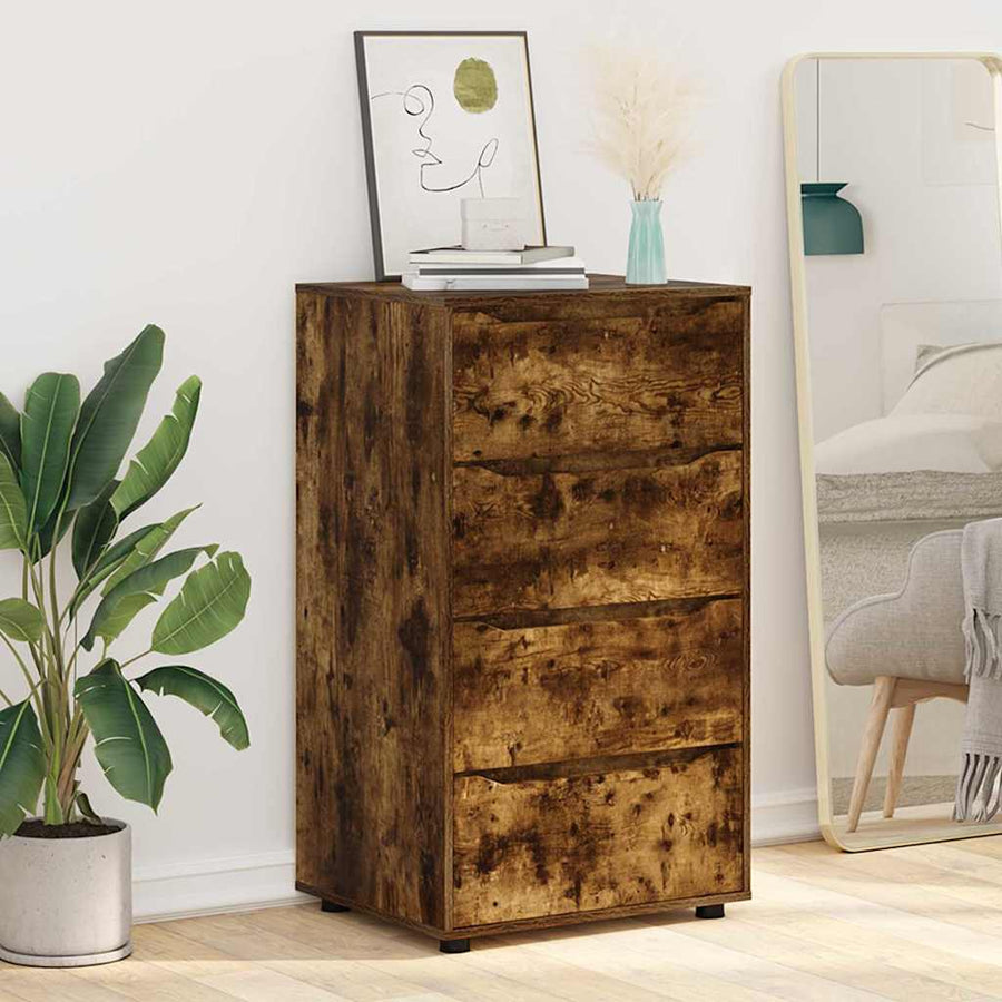 Opslagkasten 2 pcs Gerookt eiken 60 x 48 x 105 cm Bewerkt hout