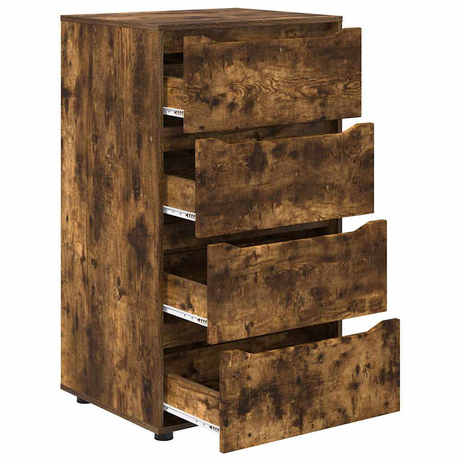 Opslagkasten 2 pcs Gerookt eiken 60 x 48 x 105 cm Bewerkt hout
