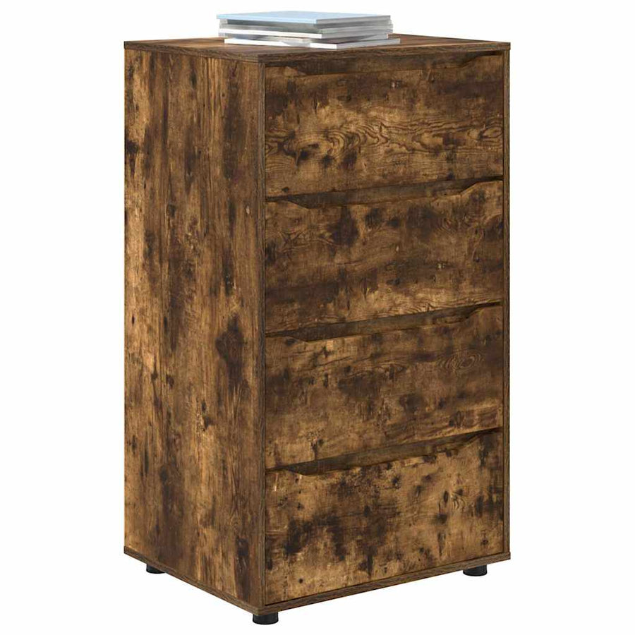 Opslagkasten 2 pcs Gerookt eiken 60 x 48 x 105 cm Bewerkt hout