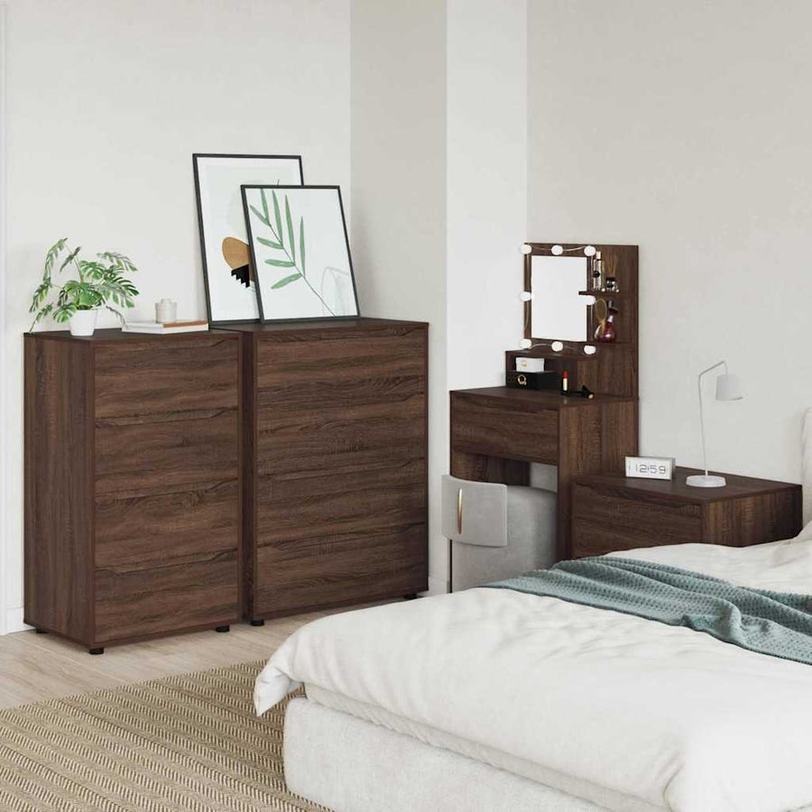 Opslagkasten 2 pcs Bruin Eiken 60 x 48 x 105 cm Bewerkt hout