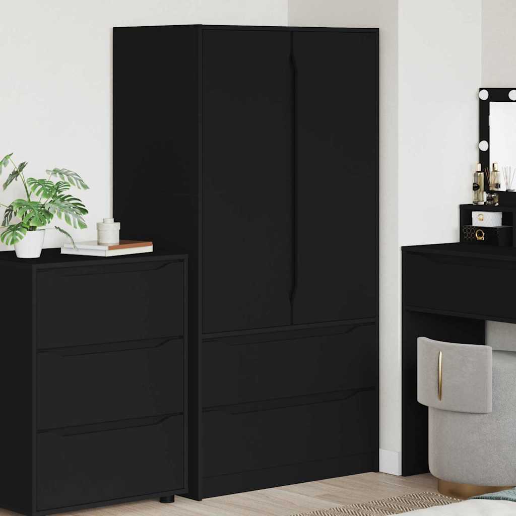 Badkamer Kast met lade Zwart 79,5 x 49 x 156 cm Bewerkt hout