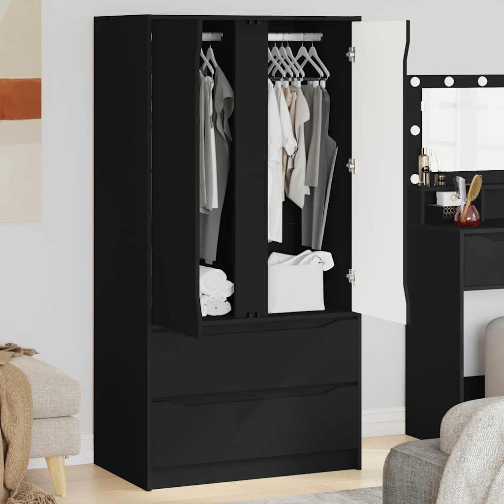 Badkamer Kast met lade Zwart 79,5 x 49 x 156 cm Bewerkt hout