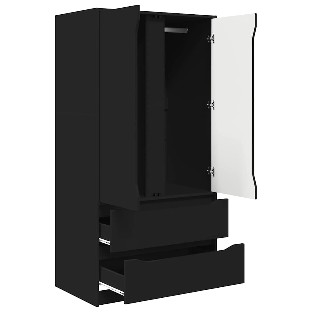 Badkamer Kast met lade Zwart 79,5 x 49 x 156 cm Bewerkt hout