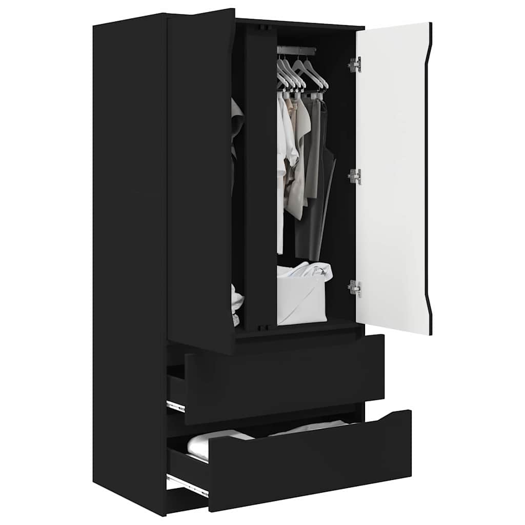Badkamer Kast met lade Zwart 79,5 x 49 x 156 cm Bewerkt hout