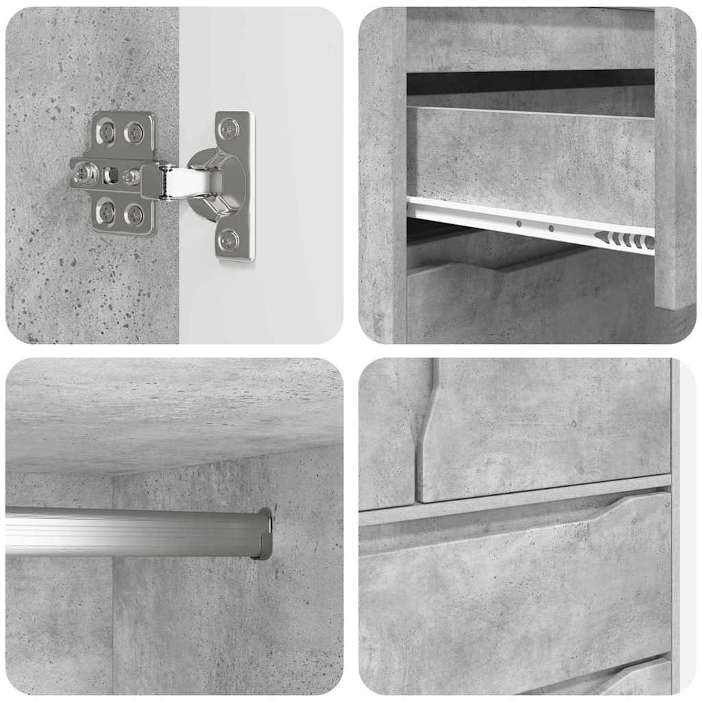 Badkamer Kast Beton Grijs 79,5 x 49 x 156 cm Bewerkt hout