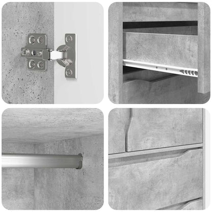 Badkamer Kast Beton Grijs 79,5 x 49 x 156 cm Bewerkt hout