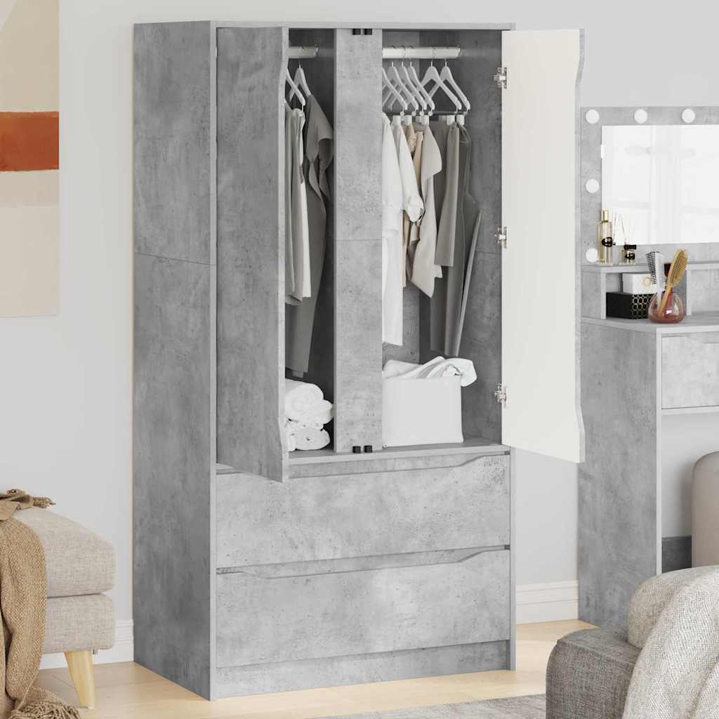 Badkamer Kast Beton Grijs 79,5 x 49 x 156 cm Bewerkt hout