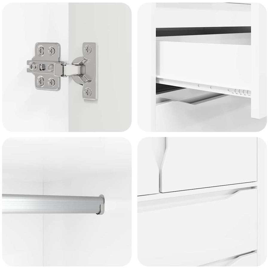 Badkamer Kast Hoogglans wit 79,5 x 49 x 156 cm Bewerkt hout