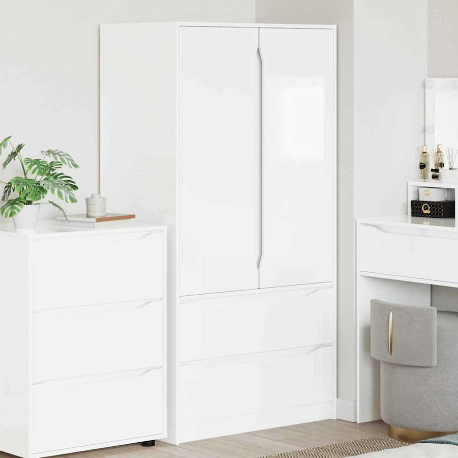 Badkamer Kast Hoogglans wit 79,5 x 49 x 156 cm Bewerkt hout