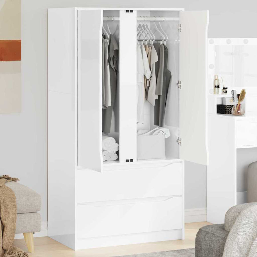 Badkamer Kast Hoogglans wit 79,5 x 49 x 156 cm Bewerkt hout