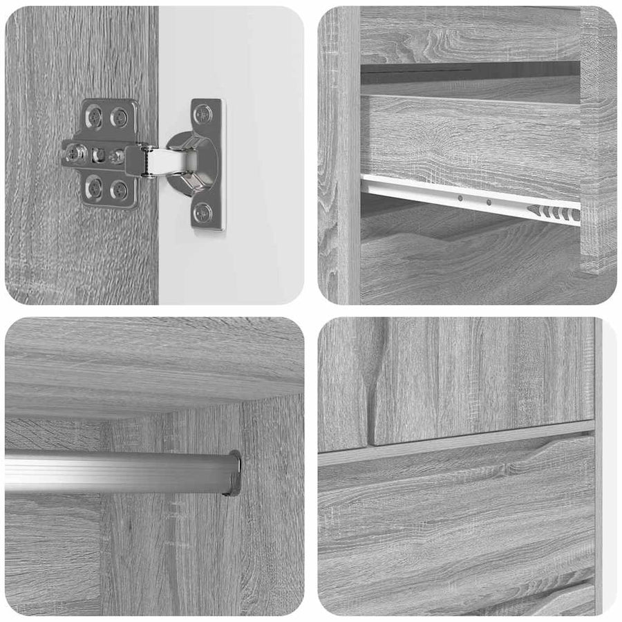 Badkamer Kast Grijs Sonoma 79,5 x 49 x 156 cm Bewerkt hout