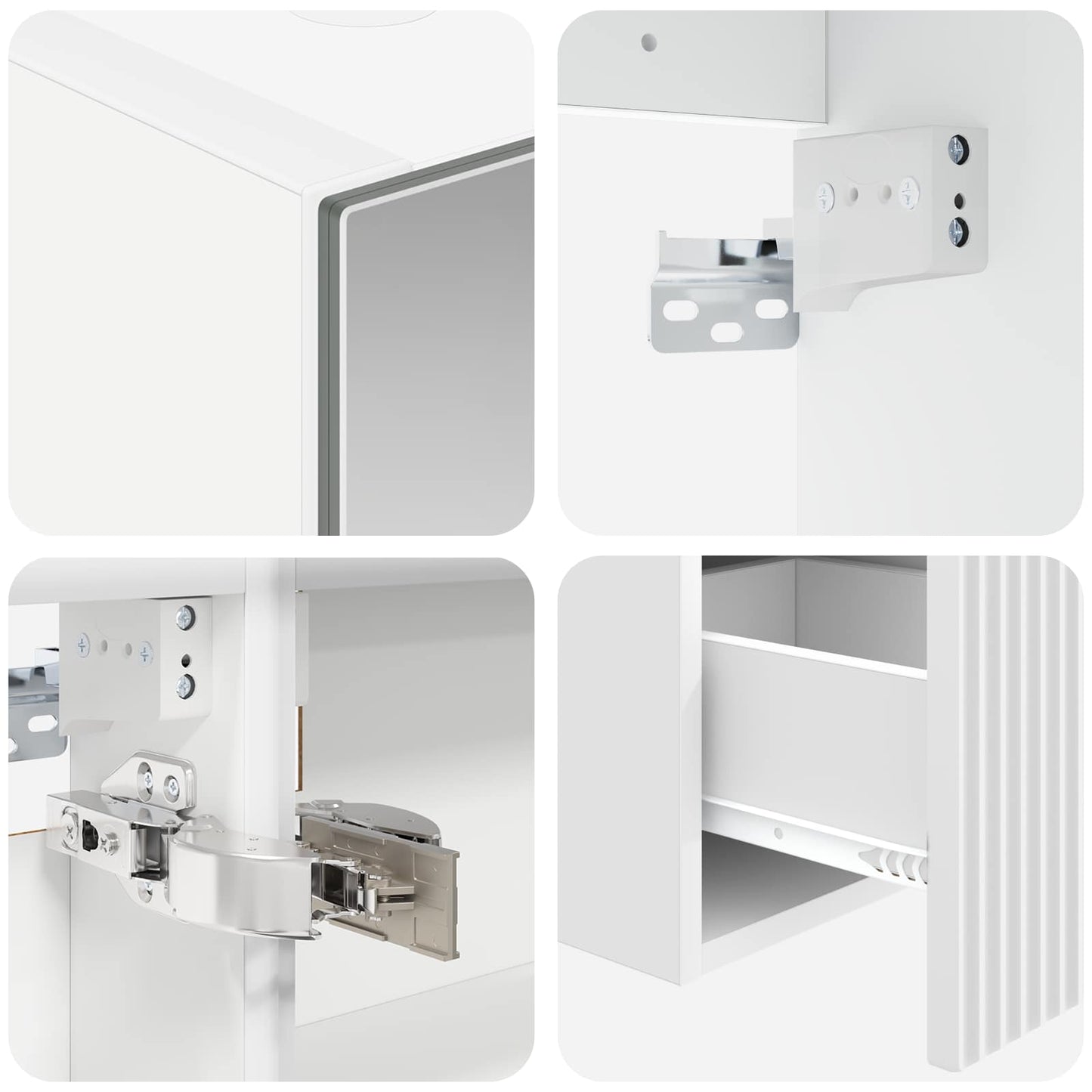 Badkamerkastenset 4 pcs Wit 100 x 14,5 x 70 cm Bewerkt hout
