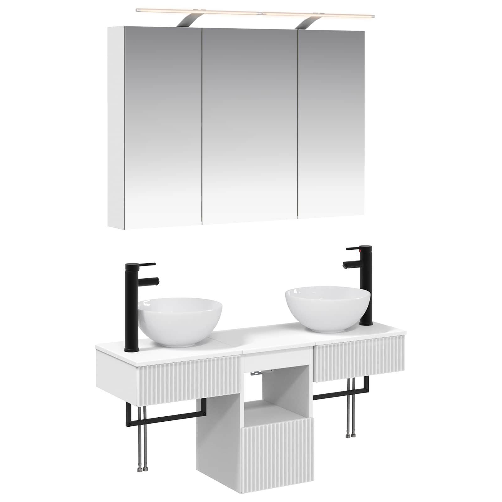 Badkamerkastenset 4 pcs Wit 100 x 14,5 x 70 cm Bewerkt hout