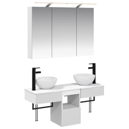 Badkamerkastenset 4 pcs Wit 100 x 14,5 x 70 cm Bewerkt hout