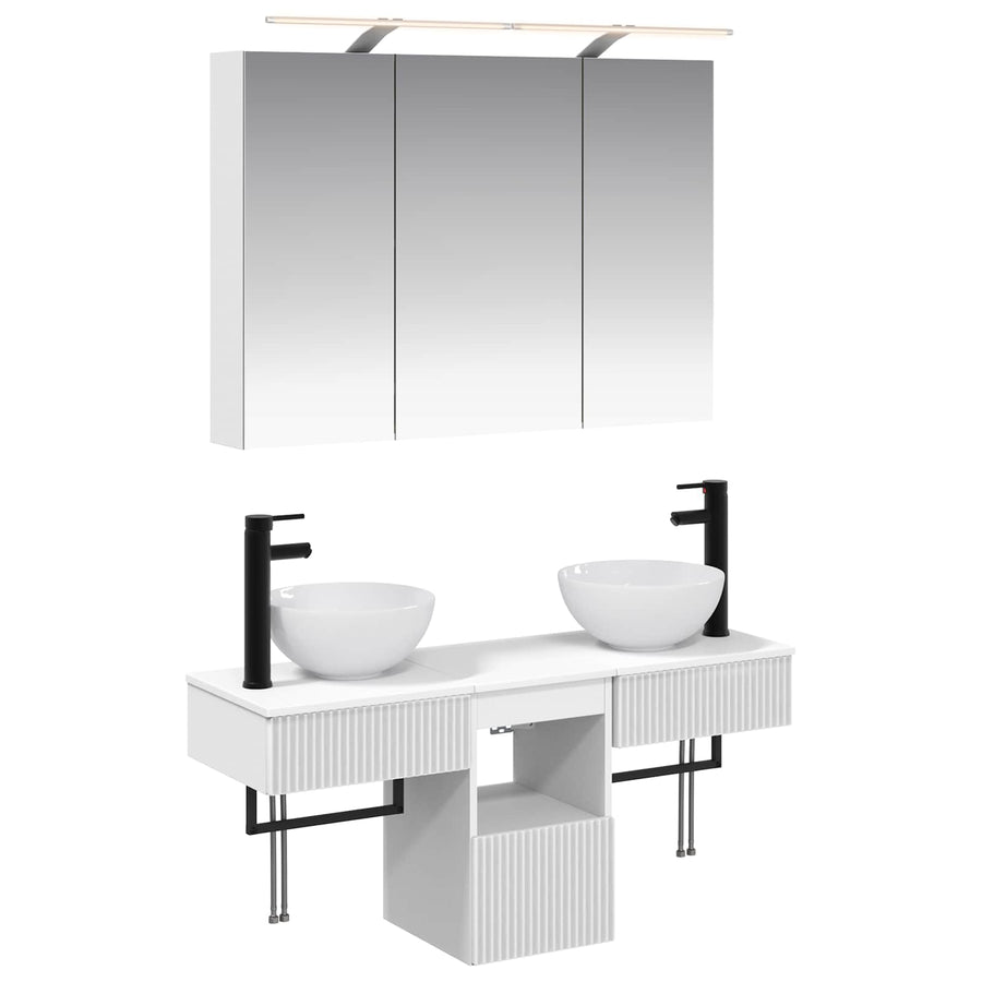 Badkamerkastenset 4 pcs Wit 100 x 14,5 x 70 cm Bewerkt hout