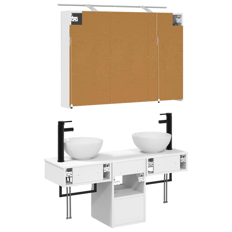 Badkamerkastenset 4 pcs Wit 100 x 14,5 x 70 cm Bewerkt hout