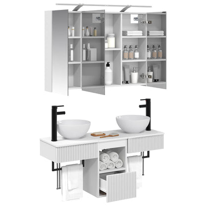 Badkamerkastenset 4 pcs Wit 100 x 14,5 x 70 cm Bewerkt hout