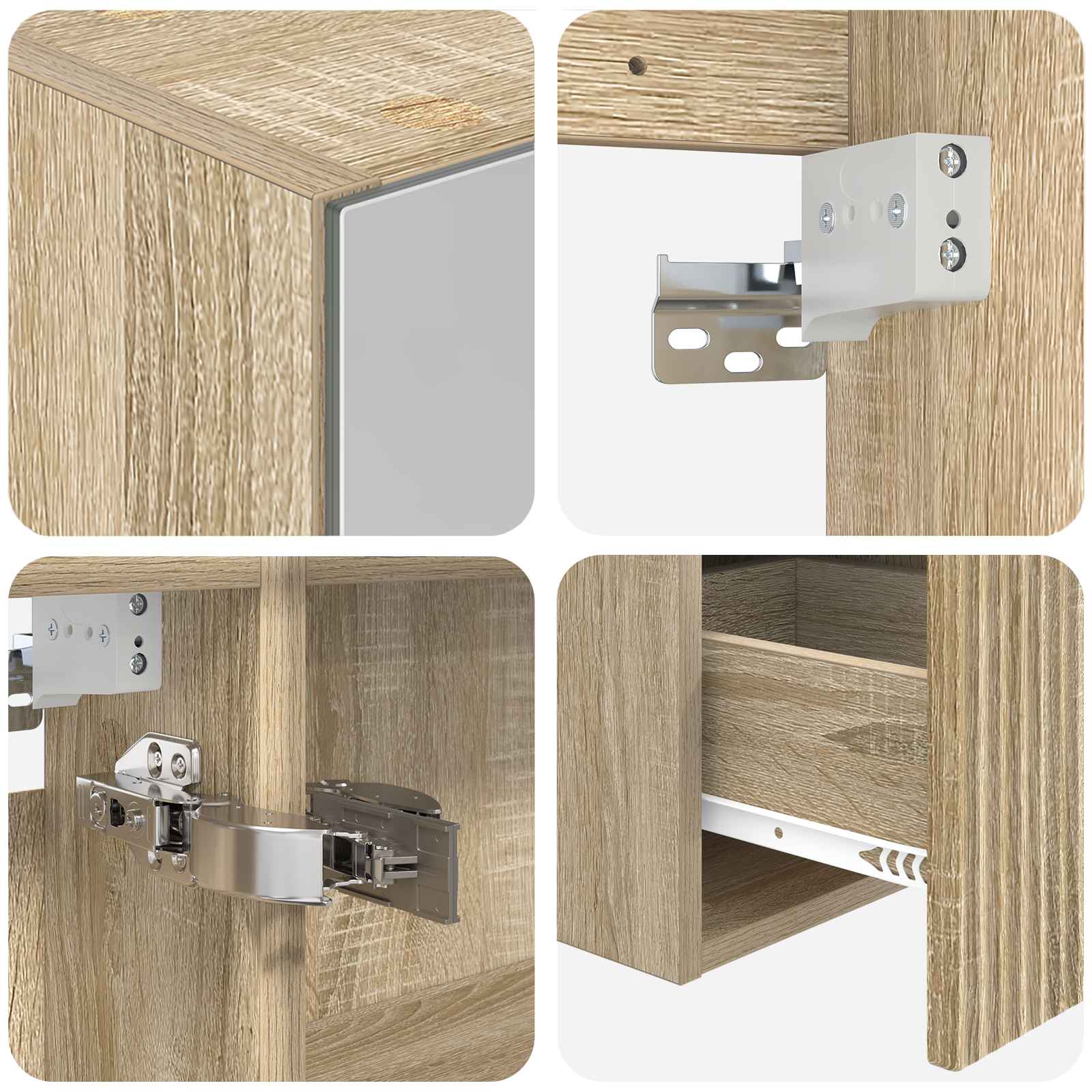 Badkamerkastenset 4 pcs Sonoma Eiken 100 x 14,5 x 70 cm